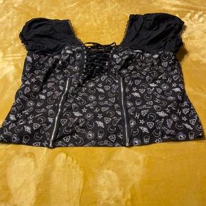 Hot Topic Gothic corset top blouse 5 5x